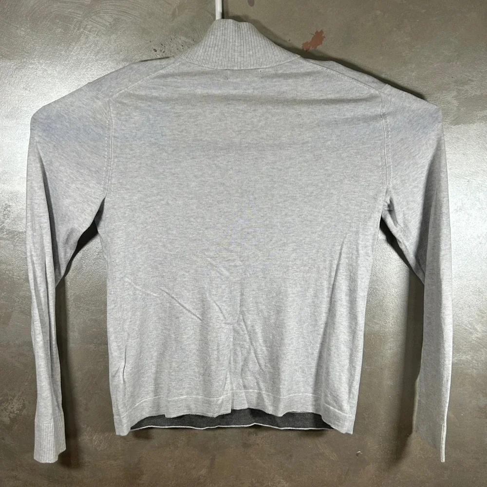 Banana Republic Mens Quarter Zip Sweater Gray Nylon Pocket 970364 Medium